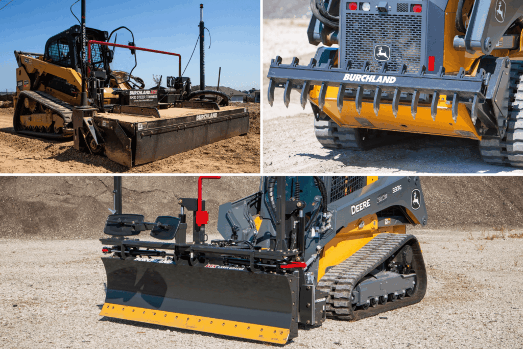 skid steer attachments for burchland skid steers